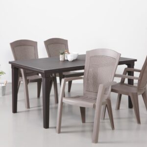 Elvisia Záhradný set FINN 4 + 1 | hnedá/cappuccino